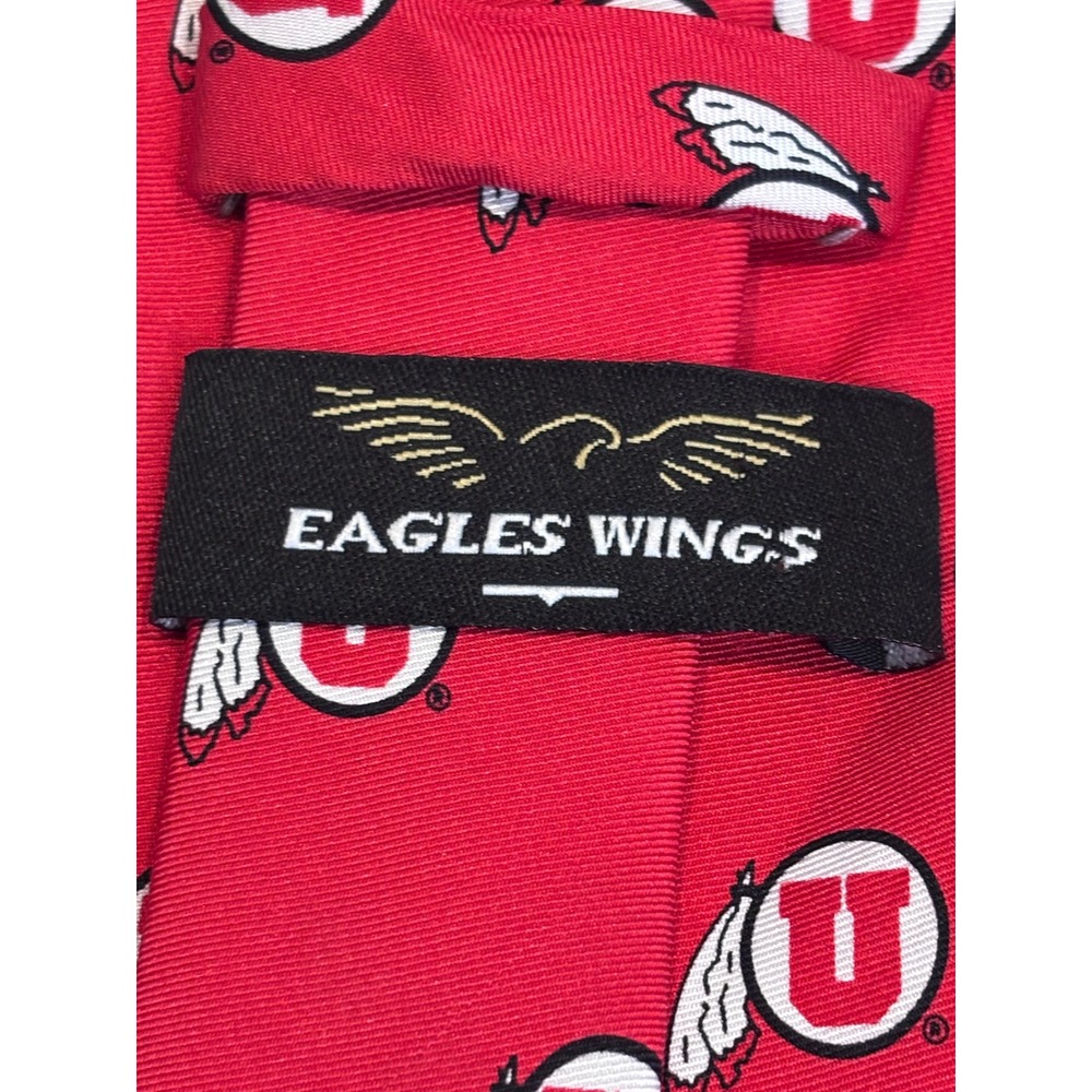 Eagles Wings Mens University of Utah Utes Silk Necktie Red NCAA Collegiate Tie - Picture 3 of 5